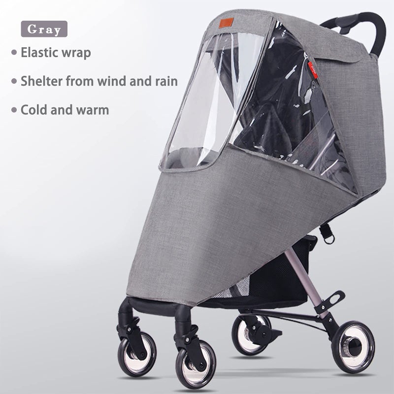ITODA Universal Rain Cover for Baby Stroller Waterproof Windproof Rainy Weather Guard Air Holes Wind Dust Protection Breathable Shield Elastic Band Transparent Accessories with Storage Pocket - Image 3